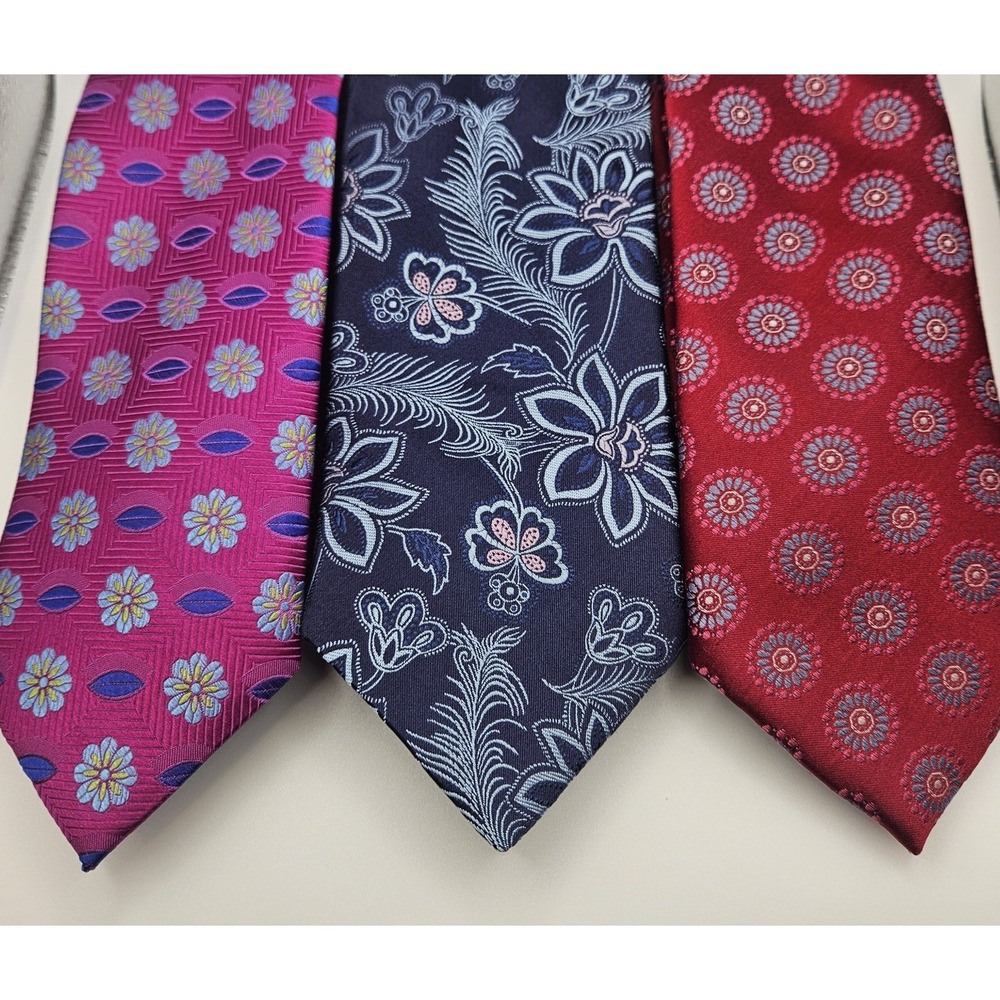Lot Of 3 Ted Baker Silk Ties‎ Floral Paisley Vibrant